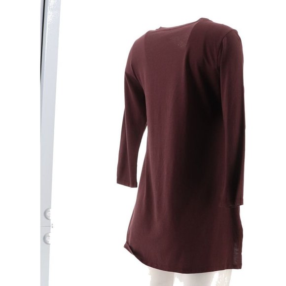 NWT LOGO PRINCIPLES BY LORI GOLDSTEIN 3/4 SLEEVE HI-LOW HEM TOP FUDGE XXS - Picture 7 of 13